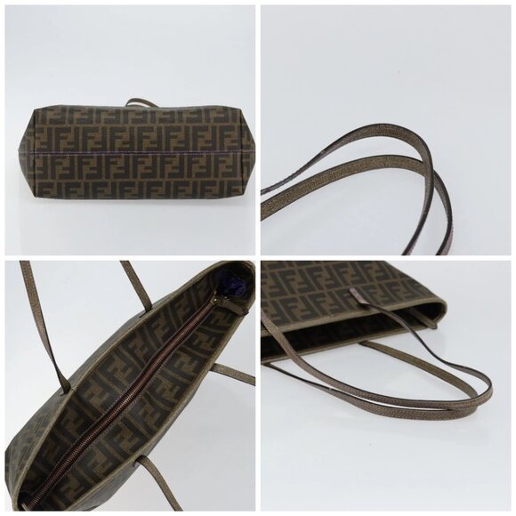 FENDI Zucca Canvas Tote Bag PVC Black Brown Auth ep11387 - Picture 15 of 16